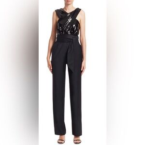 NWT Carolina Ritzler Laine Vierge Sequined Crossover Sequined Jumpsuit ZB5